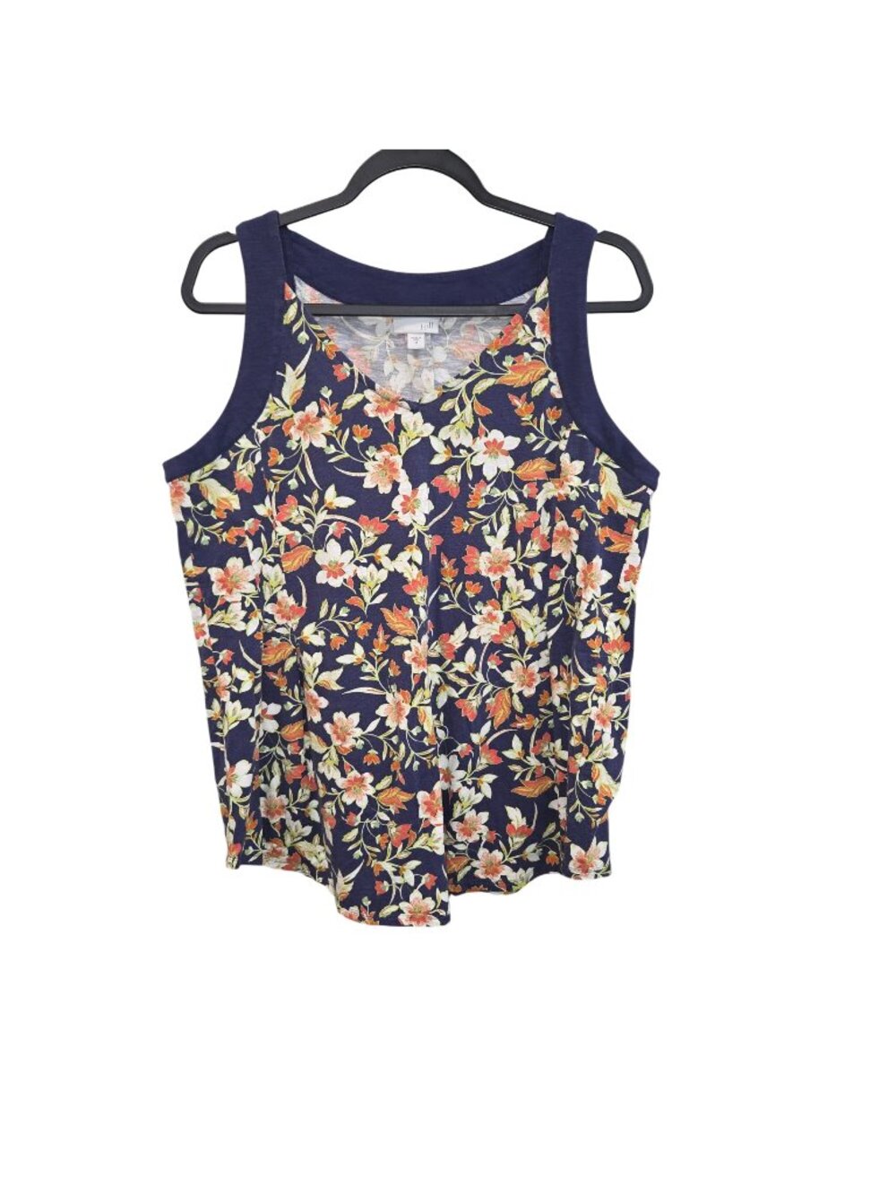 J. Jill  M Sleeveless Pullover V-Neck Floral Shirttail Knit Tunic 2397
